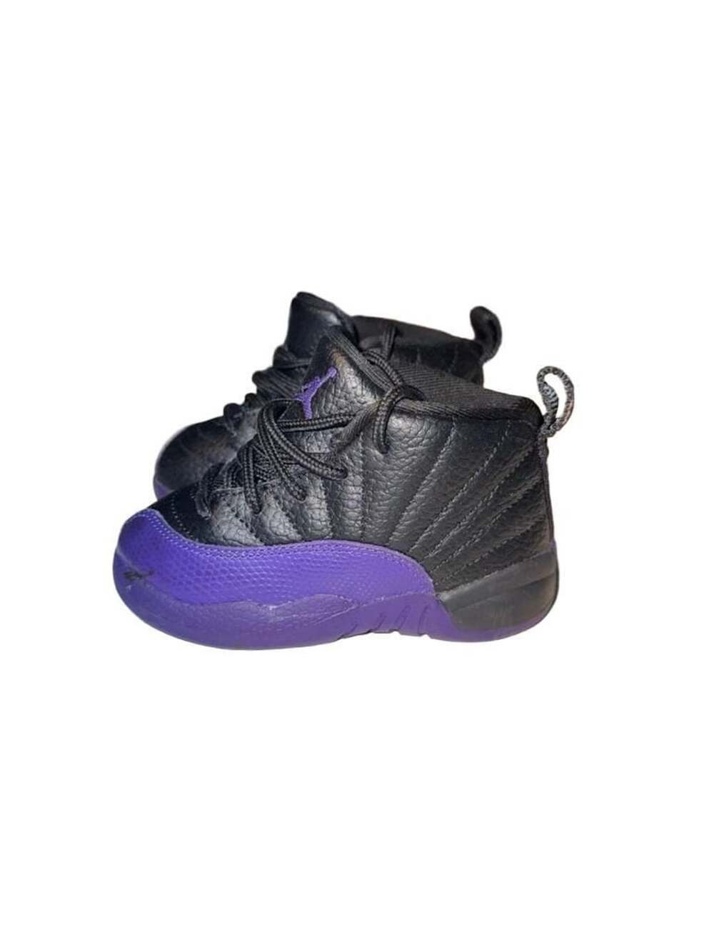 Jordan 12 Retro TD Size 7C Black Purple Sneakers